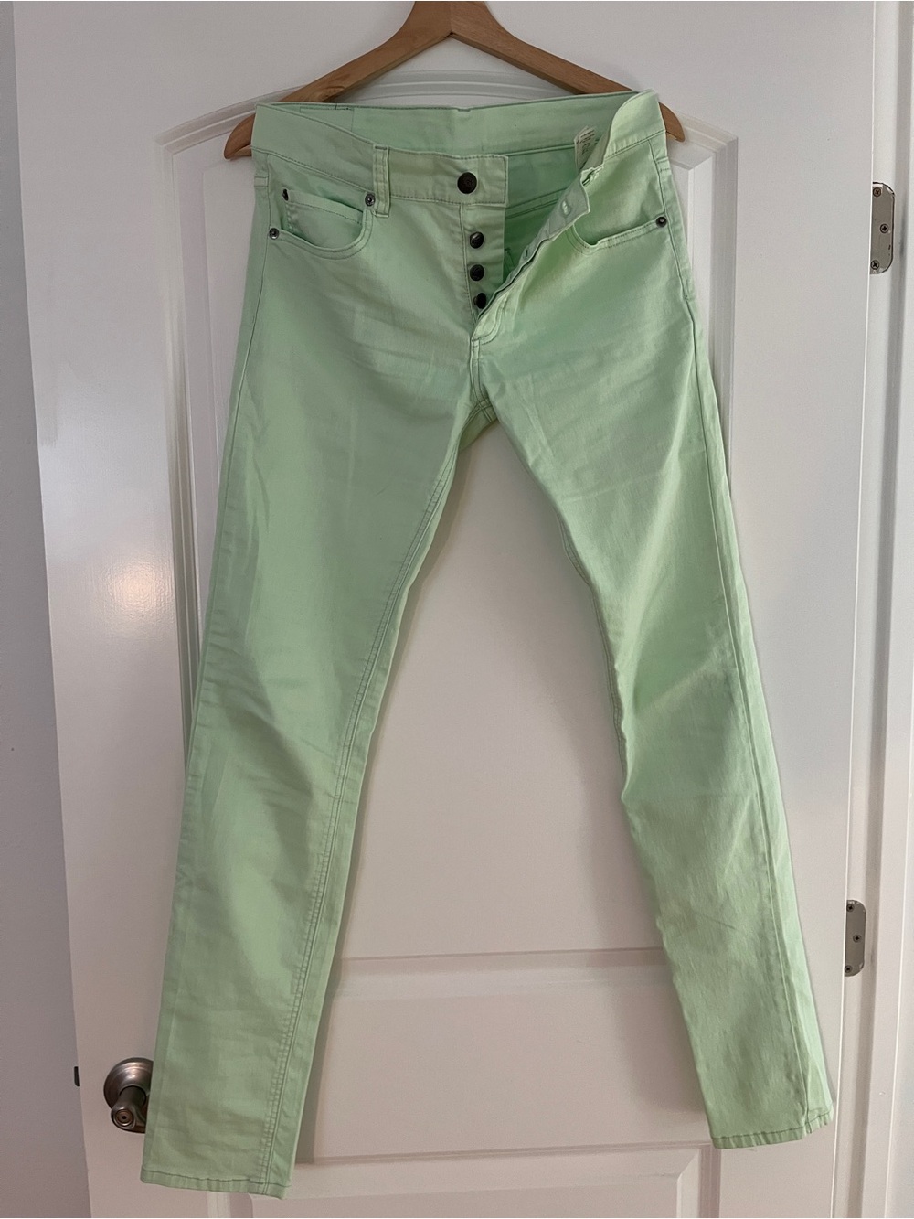 Cheap Monday Pastel Mint Green Button-Fly Jeans